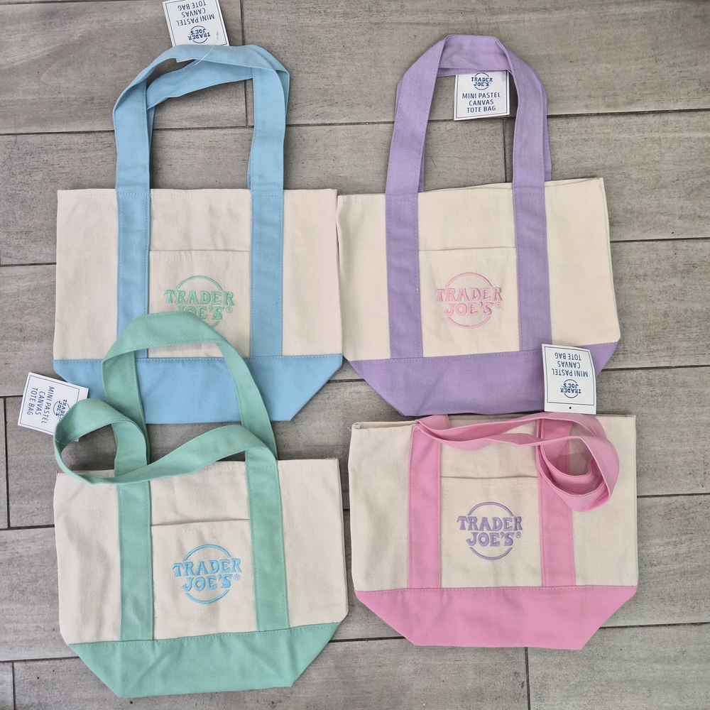 Trader Joe’s Mini Pastel Tote Purple Canvas Bag NWT